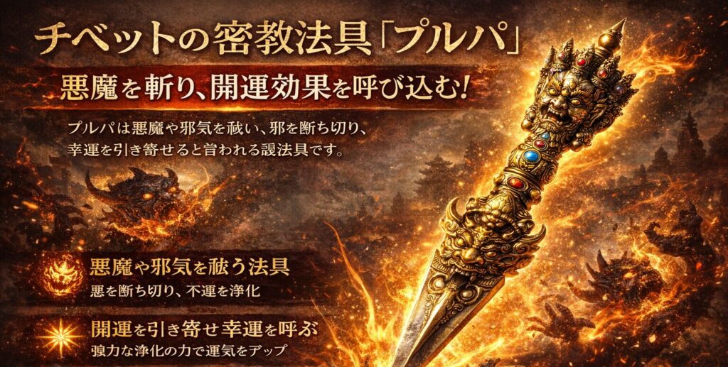 チベットの密教法具「プルパ」は悪魔を斬り、開運効果を呼び込みます。