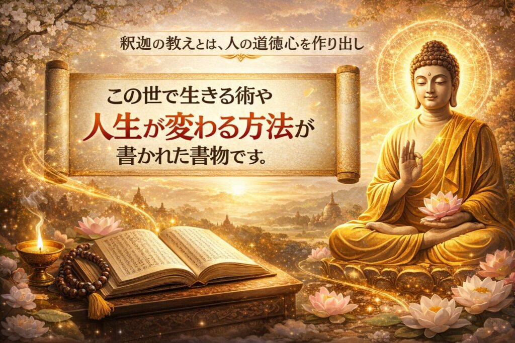 釈迦の教えとは、人の道徳心を作り出し、この世で生きる術や人生が変わる方法が書かれた書物