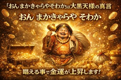 「おんまかきゃらやそわか」は大黒天様の真言。唱える事で金運が上昇します。