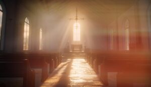 ai generated, church, cross, religion, christianity, bible, salvation, faith, grace, redemption, prayer, holy spirit, resurrection, sin, atonement, repentance, nature, eternal life, scripture, fellowship, israel, promise land, sunset