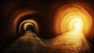 tunnel, dark, light, shine, hd wallpaper, heaven, hell, scary, hope, faith, fantasy, digital art, ai, opposite, directions, desktop wallpaper, halloween