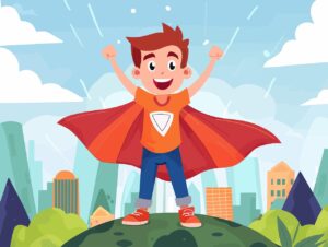 ai generated, superhero, boy, child, costume, cape, imagination, confidence, brave, courage, fantasy, heroic, fun, playful, adventure, self-esteem, inspirational, hero, strong