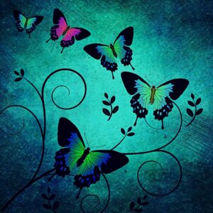 texture, butterflies, background, animals, insect, nature, flower vine, tendril, blue, multicoloured, butterfly, paper, vintage, grunge, decorative, decoration, stationery, decor, template