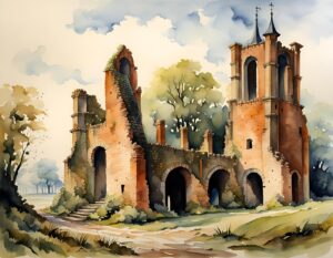 ai generated, castle, ruins, old, ancient times, history, architecture, landscape