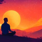 ai generated, meditation, sunset, nature, relaxation, yoga, monk, zen, meditate, religion, spiritual, peace, balance, buddhism, wellness, buddhist, calm, peaceful, relax, faith, prayer, reflection, meditating