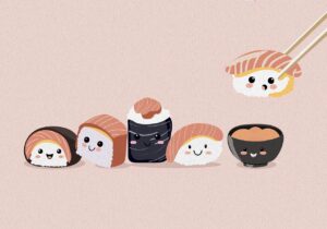 japan contest, sushi, food, rice, salmon, snack, raw, role, recipe, drawing, background, eat, japan, restaurant, seaweed