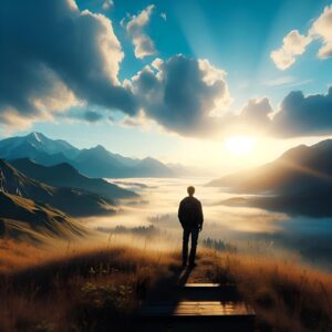 ai generated, man, peaceful, nature, alone, landscape, peace, calm, morning, mountains, valley, peaceful, peaceful, alone, alone, alone, alone, alone, peace, peace, peace, peace