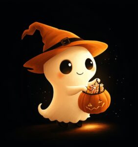 ai generated, ghost, cartoon, character, halloween