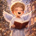 generated to, angel, singing angel, i sing, book, angel with book, angelic figure, white wings, divine light, celestial atmosphere, serenity, spirituality, sacred song, religious illustration, sweetness, purity, harmony, celestial music