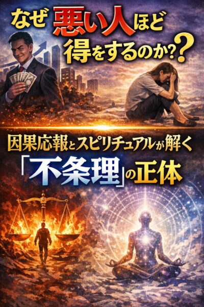 悪人が繁栄し善人が苦しむ不条理な社会のイメージ