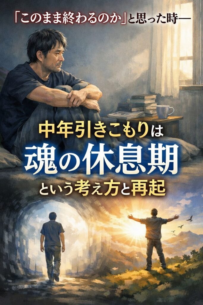 社会から孤立した中年引きこもりの男性が部屋で過ごすイメージ