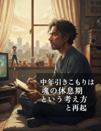 社会から孤立した中年引きこもりの男性が部屋で過ごすイメージ