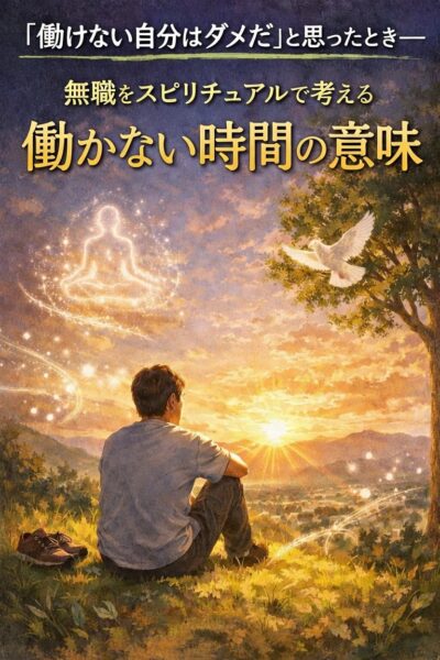 無職からの再起に向けて自然の中を散歩する人のイメージ 無職期間に内観・深呼吸で心を整えるスピリチュアルな実践イメージ