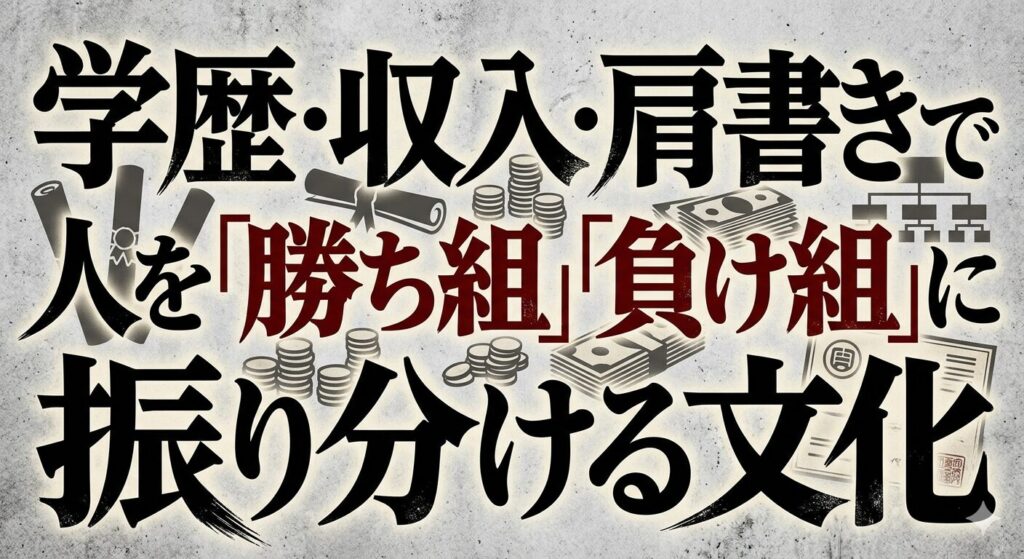 学歴、収入、肩書きで人を「勝ち組」「負け組」に振り分ける文化