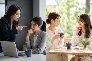 緊張と和やかな会話
